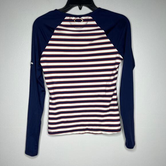 Sperry Women's Sailing Stripe Swim Shirt Size Small Rash Guard Preppy Nautical - Picture 6 of 13